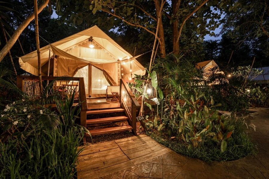 Bangkok: Kanchanaburi, 2-Days Glamping in Jungle & Erawan - Jungle glamping camp: tent comfort, private bathroom, and Thai BBQ night