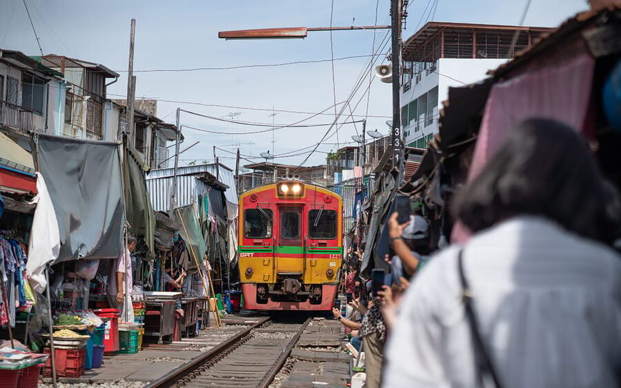 Bangkok: Maeklong Railway Market and Amphawa Floating Market - Maeklong Railway Market, where stalls pull back for trains