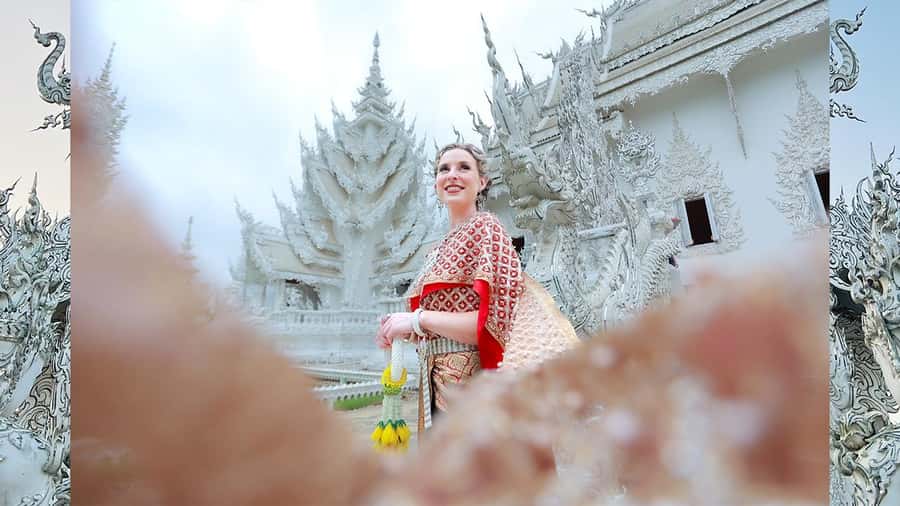 Chiang Rai:Photos of traditional Thai costumes,White Temple - Chiang Rai’s White Temple setting, and why it fits a costume shoot