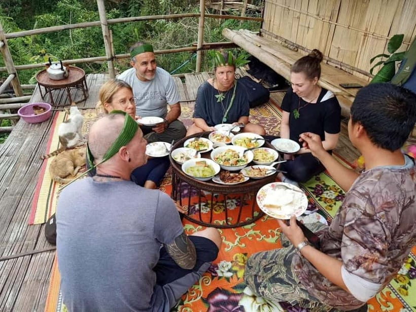 Chiang Rai Trek: 4 Hilltribes Villages & Waterfall Only Walk - Bamboo hut lunch: cooking with firewood, then eating what you helped make