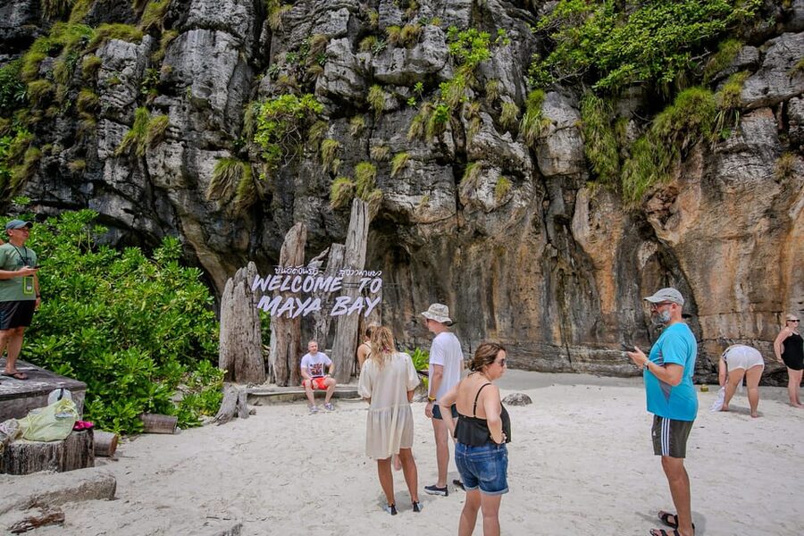 From Phi Phi: Full Day Longtail Tour Maya Bay & Snorkeling - Monkey Beach and Viking Cave, where the views start right away