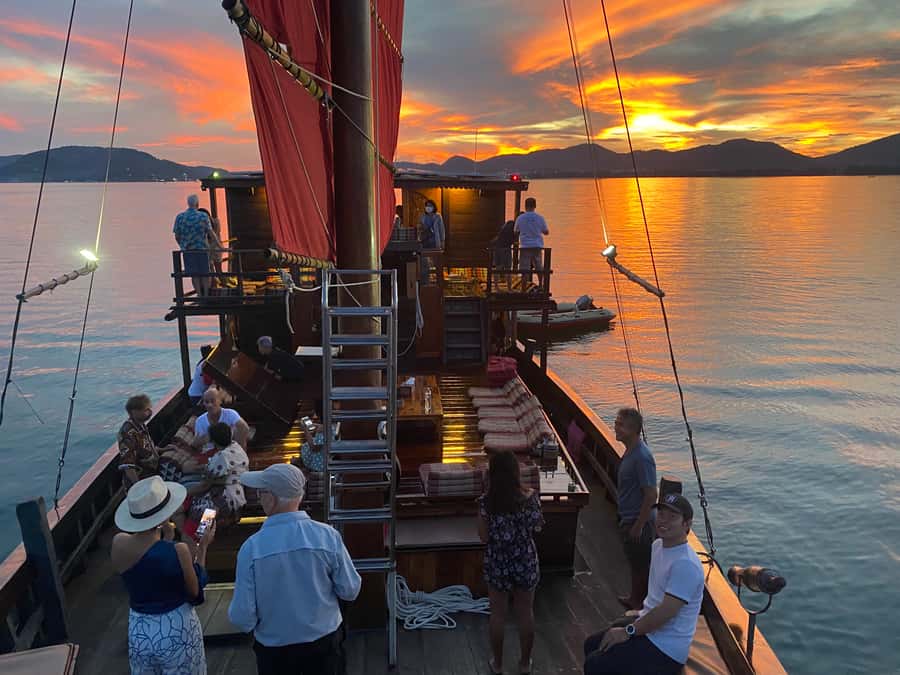 Hua Hin: Siamtara Sunset Sailing Dinner Cruise with Pickup - Walk the plank, swim warm water, and use the floating toys
