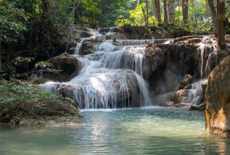 Kanchanaburi: Elephant Sanctuary & Erawan Waterfall Tour - Erawan National Park trek through forest and caves