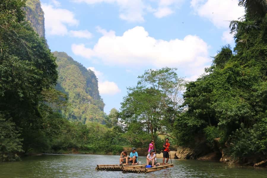 Khao Lak: Khao Sok Bamboo Rafting and Elephant Bathing Trip - Elephant Conservation Centre: feeding bananas and bathing gently