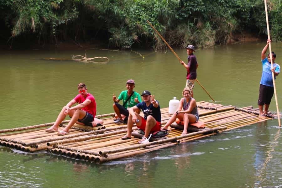 Khao Lak: Khao Sok Bamboo Rafting and Elephant Bathing Trip - Bamboo Rafting on the Sok River: slow travel through limestone country