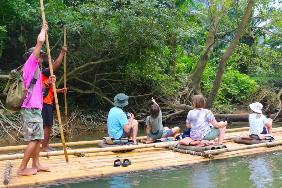 Khao Lak: Khao Sok Bamboo Rafting and Elephant Bathing Trip - Takua Pa Food Market and Arts Stops, then Phanthurat Monkey Temple