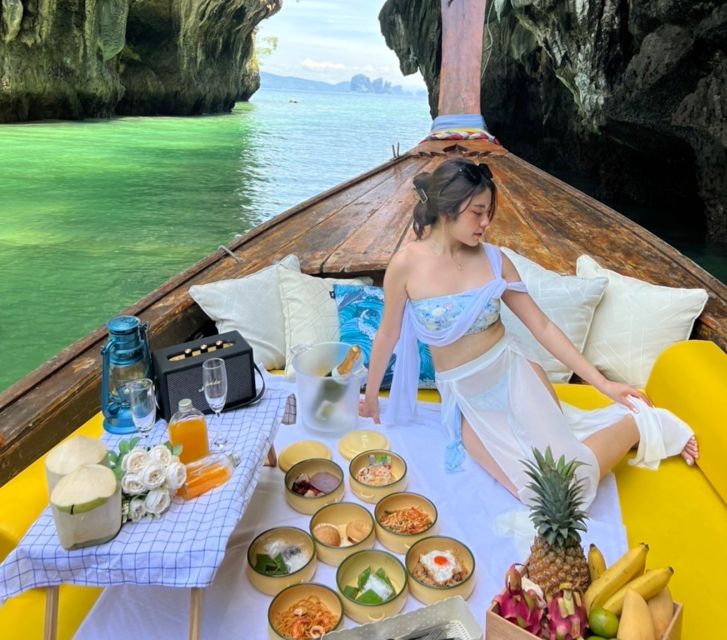 Khao Lak: Private Long-Tail Boat Trip to James Bond Island - Cruising toward Panak Island with a picnic at the prow