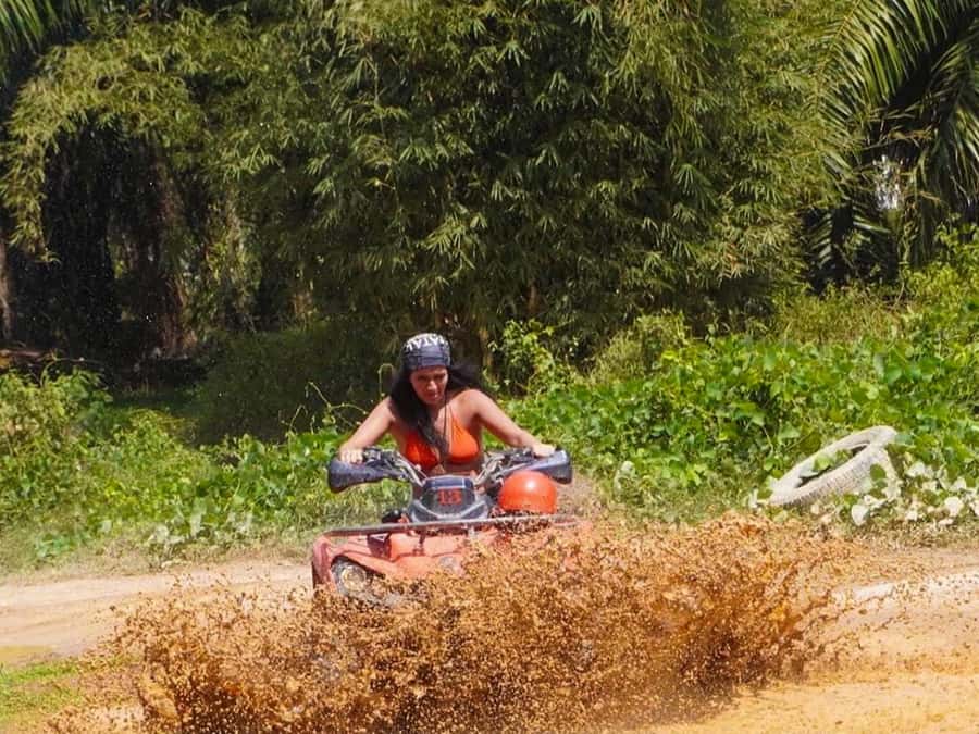 KhaoLak:ATV, ZipLine, & Rafting Adventure Monkey Cave Temple - 30-minute ATV driving: mud, focus, and learning fast