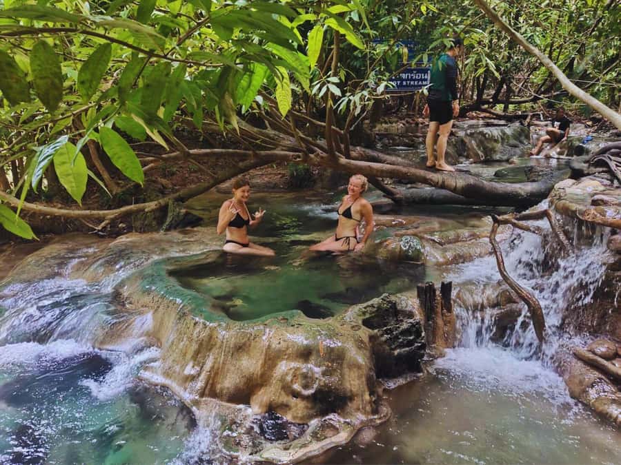 Ko Lanta: Full Day Emerald Pool&Hot Spring With Tiger Temple - Hot spring waterfall rock tubs: 40 to 50 C mineral soaking plus a cool-off stream