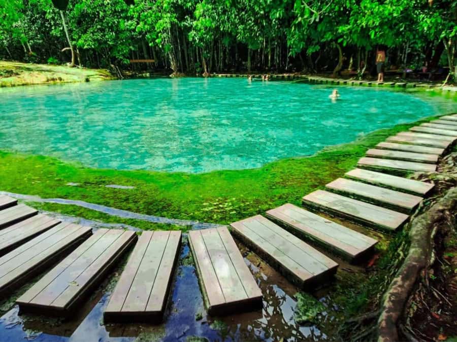 Ko Lanta: Full Day Emerald Pool&Hot Spring With Tiger Temple - Emerald Pool on Krabi’s main island: jungle walk then swim in green water
