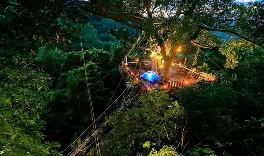 Ko Samui: Tree Bridge Jungle Zipline and Waterfall Adventure - Tree Bridge Cafe pickup and the jungle warm-up