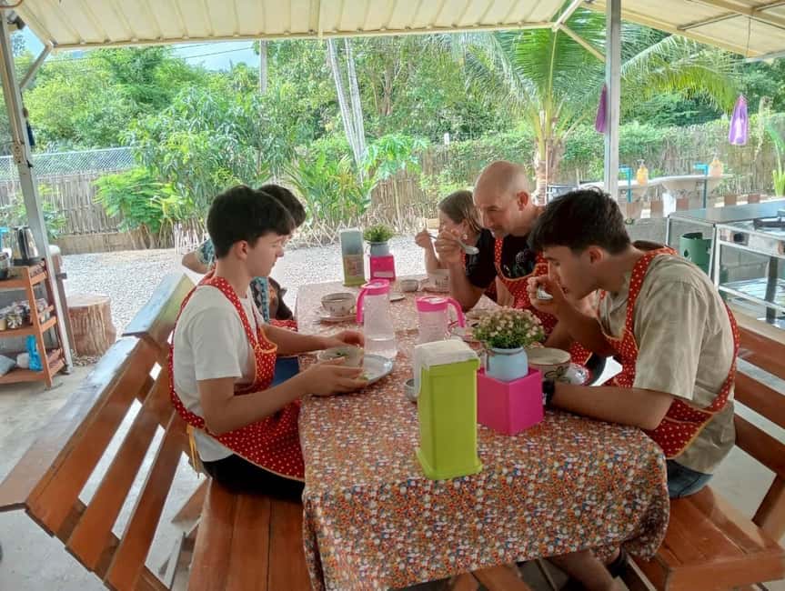 Krabi: Authentic Thai Cooking Class+Thai Herbs Garden Tour - Eating in the garden: pace, portions, and take-home limits