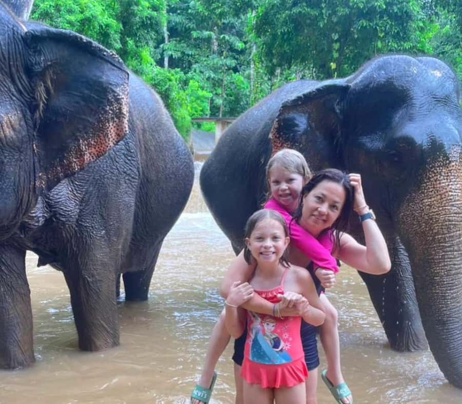 Krabi: Ethical Elephant Care Experience with Hotel Transfer - The elephants’ water bath: splashing with limits