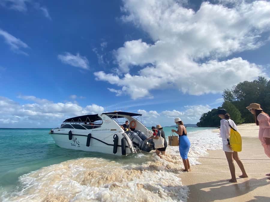 Krabi: Phi Phi Island Sunset Maya Bay and Four Islands Tour - Monkey Beach snorkeling: the start of the swim-heavy fun