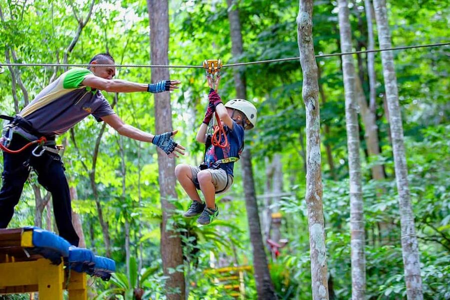 Krabi: Ultimate Zipline Games Challenge - Program B: the 80-meter double zipline and 7-meter adrenaline games