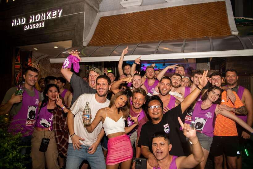 Mad Monkey Bangkok Pub Crawl - Mad Monkey Pre-Drinks at 8:00 PM: Singlet, Shots, and First Friends