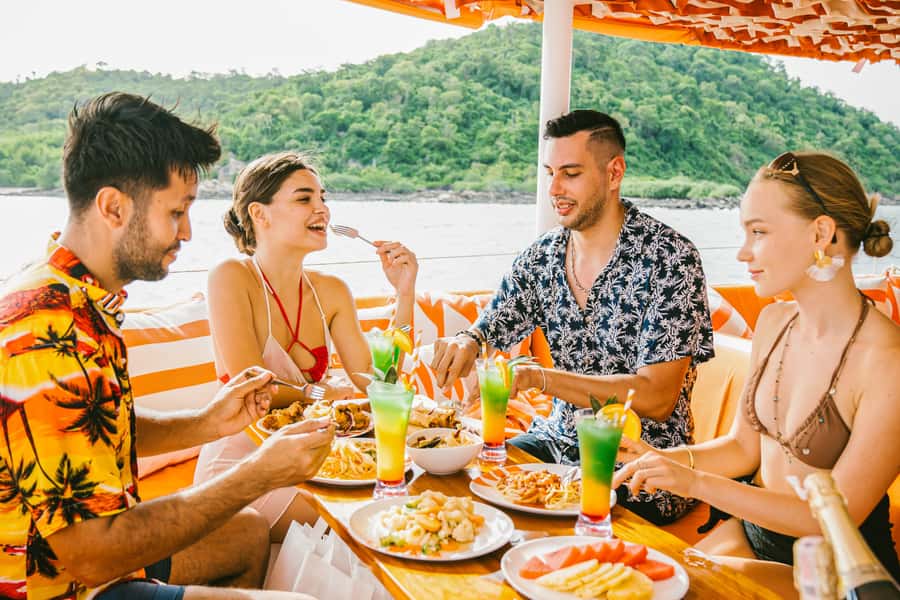 Pattaya: 3-Island Hopping Sunset Yacht & Buffet with Live DJ - Yacht Comfort Details: Mocktail Welcome, Shower, and a Real Lunch Break