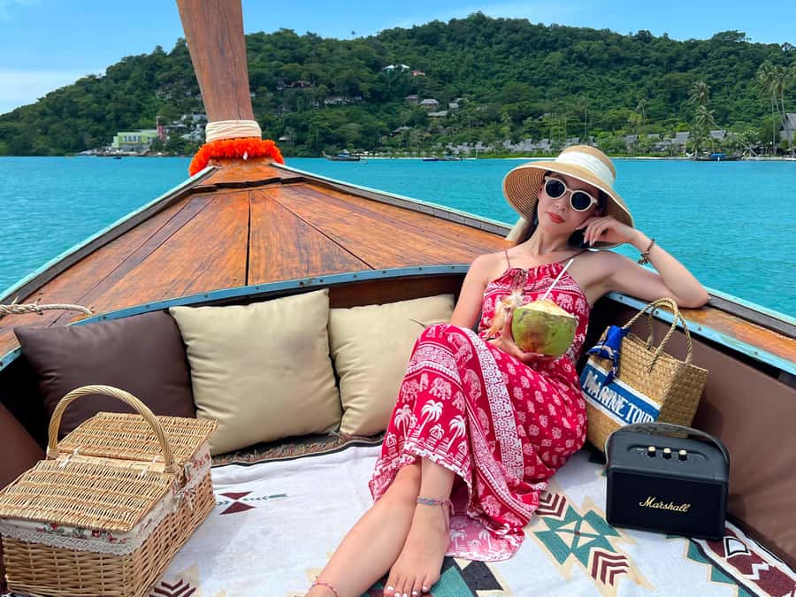 Phi Phi: Luxury Private Longtail Boat to Maya Bay with Lunch - Pileh Lagoon swim and snorkeling: where the water time pays off