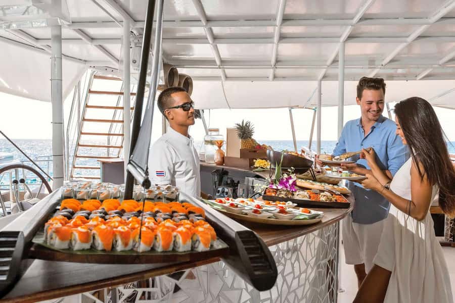 Phuket: Coral and Racha Islands Hype Luxury Catamaran - Free flow soft drinks, paid bar for alcohol