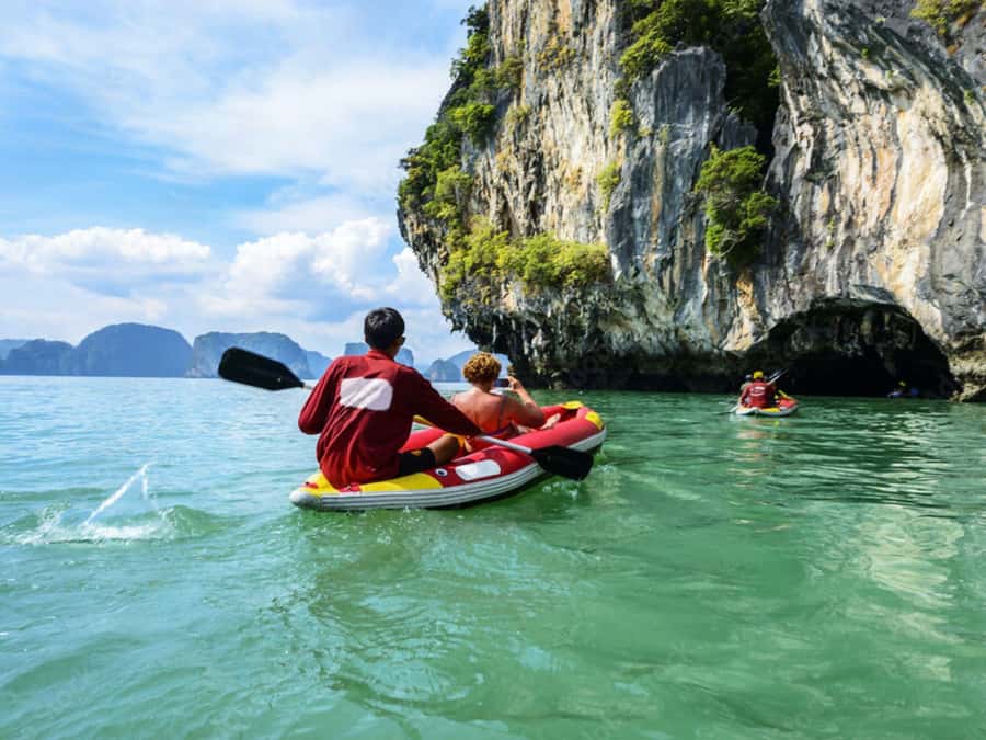 Phuket: James Bond Island Canoeing & Sunset Yacht Dinner - Ao Por Pier dinner and sunset: drinks, a meal, and time to unwind