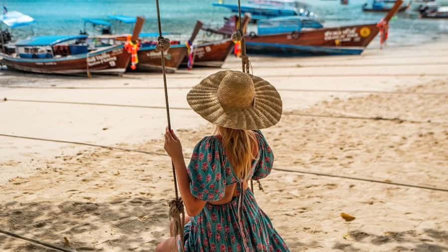 Phuket: Phi Phi Islands, Bamboo Island and Pileh Lagoon Trip - Bamboo Island: white sand, turquoise water, and included snorkeling gear