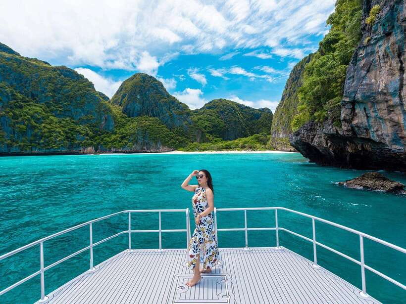 Phuket: Phi Phi, Maya and Khai Or Bamboo Island by Catamaran - Pileh Lagoon: swimming plus a long-tail boat ride through limestone scenes