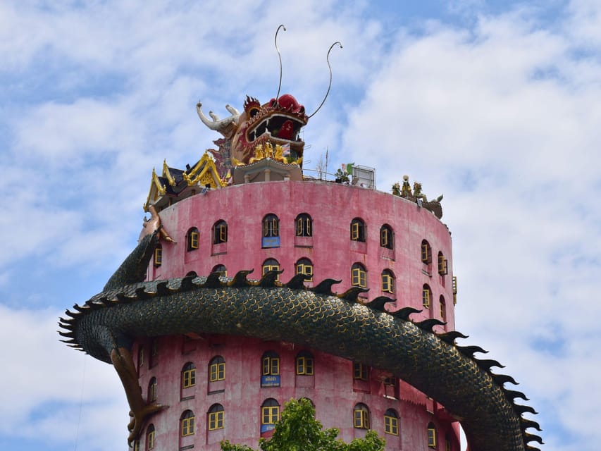 The Souls BKK: Floating Market, Dragon Temple, Na Satta Park - Wat Samphran Dragon Temple, 17 Stories, Dragon Pagoda, and Sunset Calm